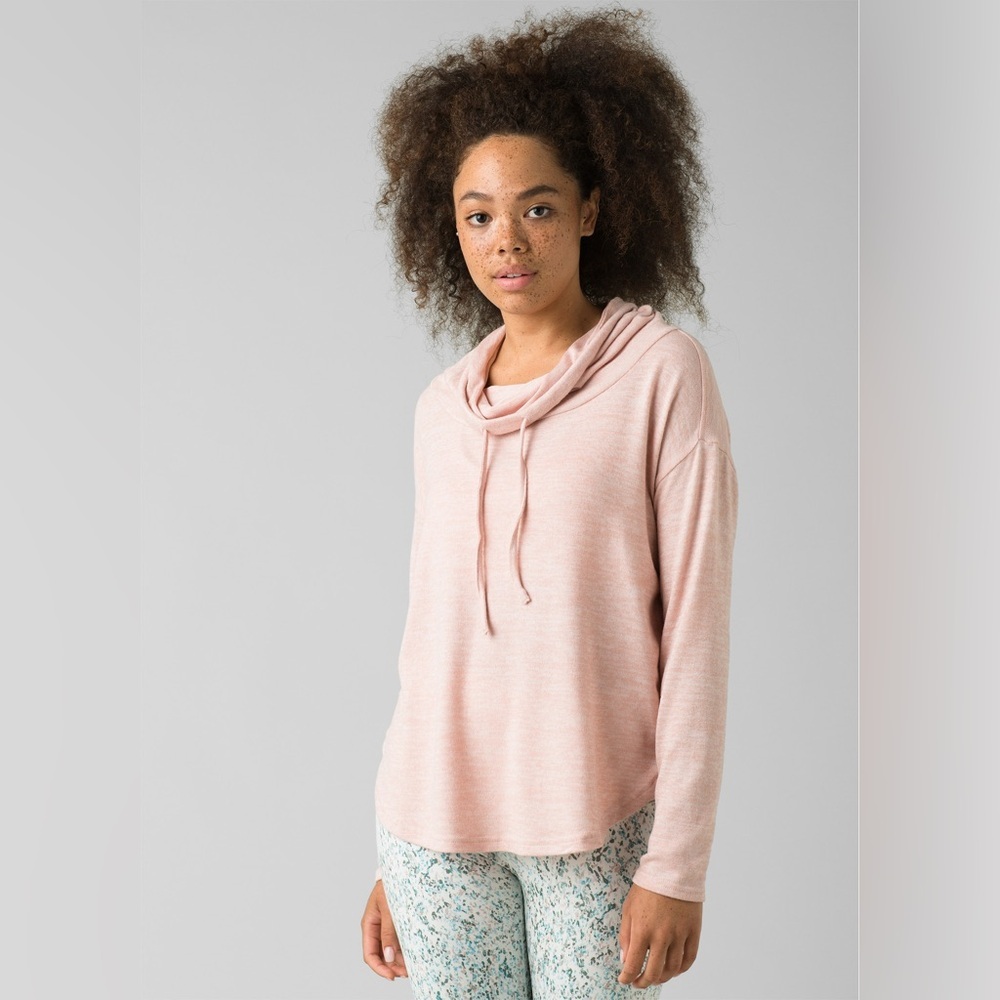 Prana pink heathered funnel neck pullover women’s size XL casual athleisure